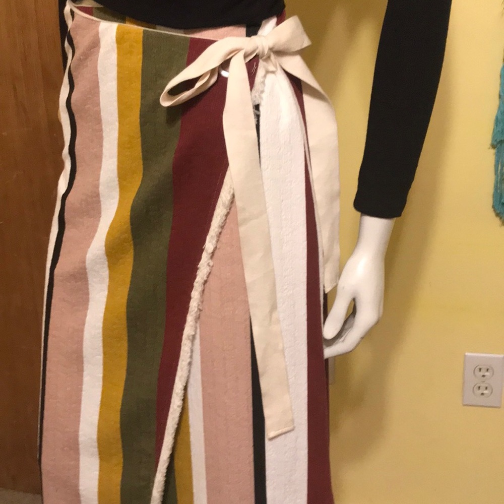 Zara striped wrap bo-ho skirt